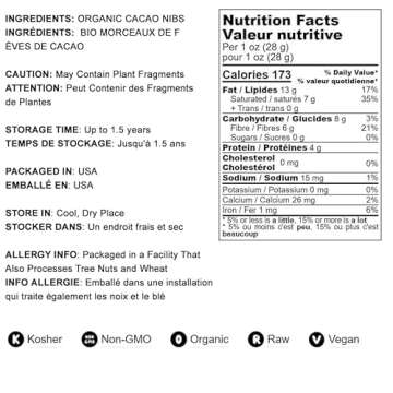 Food to Live Organic Cacao Nibs - Healthy Chocolate Alternative