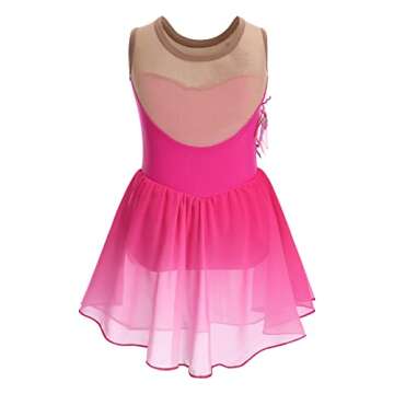 Figure Skating Dress for Girls Sequin Flower Mesh Ice Skating Dress Ballet Dance Leotard Dress for C...