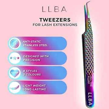 LLBA Lash Tweezer Professional Volume False Lash Application Tool | Multi Shapes & Purposes Tweezers | Non-Slip Grip Tweezers for Volume, Isolation & Classic Lashes (Galaxy, All The Fluff Volume)