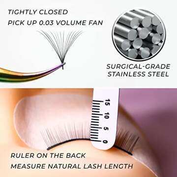 LLBA Lash Tweezer Professional Volume False Lash Application Tool | Multi Shapes & Purposes Tweezers | Non-Slip Grip Tweezers for Volume, Isolation & Classic Lashes (Galaxy, All The Fluff Volume)