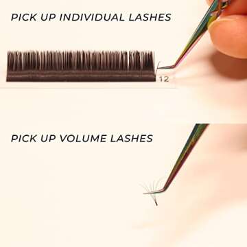 LLBA Lash Tweezer Professional Volume False Lash Application Tool | Multi Shapes & Purposes Tweezers | Non-Slip Grip Tweezers for Volume, Isolation & Classic Lashes (Galaxy, All The Fluff Volume)