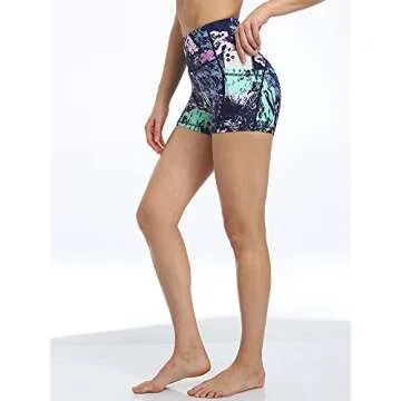 CADMUS Women's High Waist Yoga Shorts Spandex Running Side Pockets,3 Pack,08#,Black & White & Navy Pink,Small