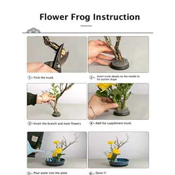 SVY Japanese Kenzan Ikebana Flower Arranger, Diameter 3¼ Inches, Kenzan Flower Frog with Needle Calibrator and Cleaning Brush - Round 3.2"