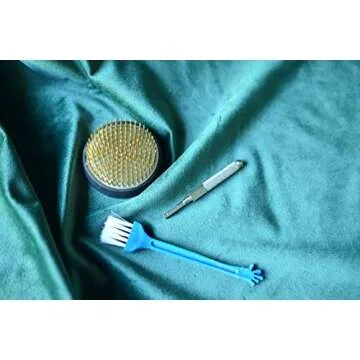 SVY Japanese Kenzan Ikebana Flower Arranger, Diameter 3¼ Inches, Kenzan Flower Frog with Needle Calibrator and Cleaning Brush - Round 3.2"