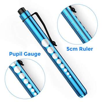 RISEMART Pen Lights for Nurses, 2Pack Reusable Medical Pen Light with Pupil Gauge and Ruler, White L...