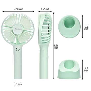 YIHUNION Mini Handheld Fan Portable, USB Rechargeable Battery Powered Fan with Base, 4 Modes for Hom...