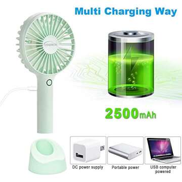 Portable YIHUNION Mini Handheld Fan - 4 Speed, USB Rechargeable