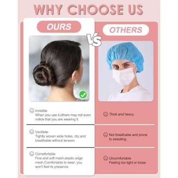 Smilco Hair Net 50 Pcs and 50 U Shaped Hair Pins Set, 20 Inches Hair Nets Elasticity Invisible Elastic Mesh for Food Service, Ballet Bun, Sleeping, Women and Wig (Brown)