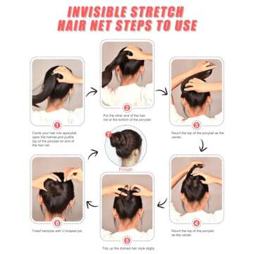 Smilco Hair Net 50 Pcs and 50 U Shaped Hair Pins Set, 20 Inches Hair Nets Elasticity Invisible Elastic Mesh for Food Service, Ballet Bun, Sleeping, Women and Wig (Brown)