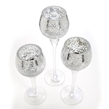 Hosley® 3 Crackle Metallic Glass Tealight Holders Set