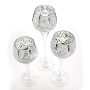 Hosley® 3 Crackle Metallic Glass Tealight Holders Set