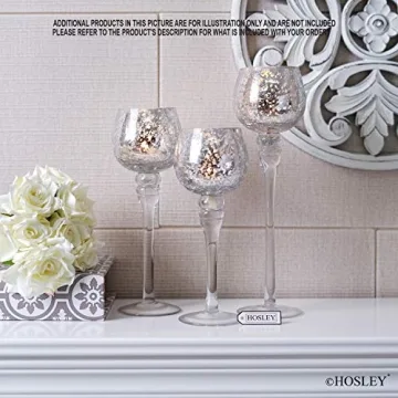 Hosley® 3 Crackle Metallic Glass Tealight Holders Set