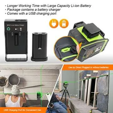 Huepar 3D Green Beam Self-Leveling Laser Level 3 x 360 Cross Line Three-Plane Leveling and Alignment Tool -Two 360 Vertical and One 360 Horizontal Line -Magnetic Pivoting Base GF360G