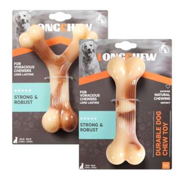 2 Pack Dog Chew Bones for Aggressive Chewers, Tough Nylon Long-Lasting Dog Toys for Large and Medium...