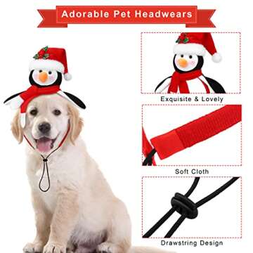 Pedgot 3 Pack Pet Christmas Headbands Dog Christmas Costume Headwear Assorted Styles Puppy Dog Fun Xmas Hair Accessory for Pet Party Holiday Christmas Party Supplies