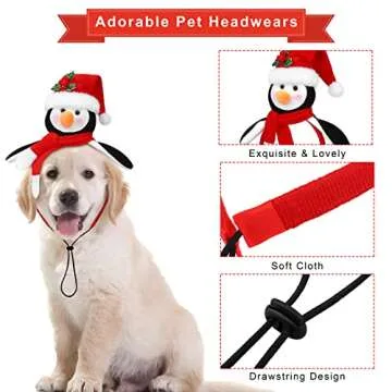 Pedgot 3 Pack Pet Christmas Headbands Dog Christmas Costume Headwear Assorted Styles Puppy Dog Fun Xmas Hair Accessory for Pet Party Holiday Christmas Party Supplies