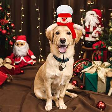 Pedgot 3 Pack Pet Christmas Headbands Dog Christmas Costume Headwear Assorted Styles Puppy Dog Fun Xmas Hair Accessory for Pet Party Holiday Christmas Party Supplies
