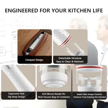 CNAOA Compact Vacuum Sealer with 30 Reusable Bags - White