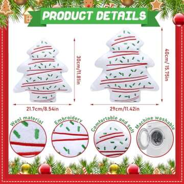 Shellwei 2 Pcs Christmas Tree Cake Pillows 15.8 and 11.8 Christmas Throw Pillows Cute Soft Stuffed Tree Shaped Pillow for Christmas Party Outdoor Home Cushion Decorations
