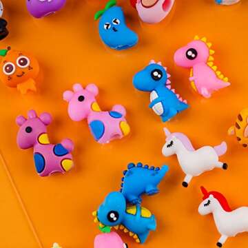 Kolewo4ever 100 Pieces Cartoon Pencil Toppers Animal Pencil Toppers Silicone Pencil Top Dinosaur Unicorn Pencil Caps for Kids School Classroom Supplies Party Favors