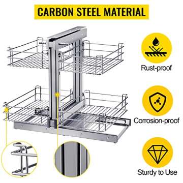 VEVOR Pull Out Blind Corner Cabinet, 15.7 Inch Opening with Four Shelf Organizer for Kitchen