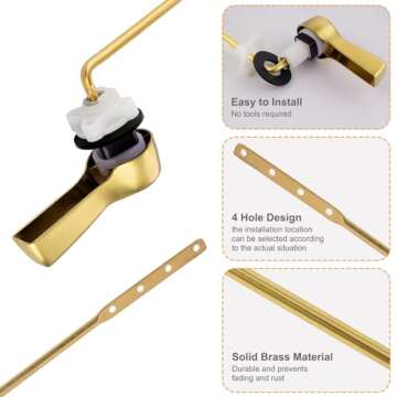 Hibbent 2 Pack Universal Front Mount Toilet Handle Tank Flush Lever Replacement Handle with Stainles...