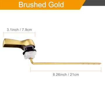 Hibbent 2 Pack Universal Front Mount Toilet Handle Tank Flush Lever Replacement Handle with Stainless Steel Flapper Chains for Most Front Mount Toilets- Brushed Gold