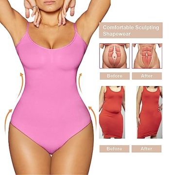 SHAPERX Low Back Tummy Control Bodysuit for Women