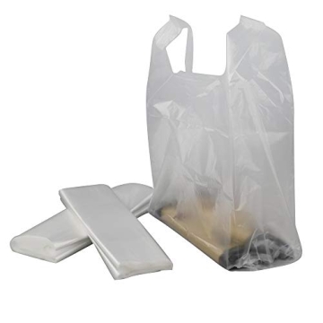 Hommp Handled T-Shirt Bag, Plastic Multi-Use Carryout Shopping Bags (320 Counts, Clear)