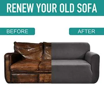 Rose Home Fashion Stretch Couch Covers for 3 Cushion Couch-Couch 1-Piece Covers for Sofa-Sofa Covers,Leather Couch Covers,Couch Covers for Dogs, Sofa Slipcover,Couch slipcover(Sofa: Dark Gray)