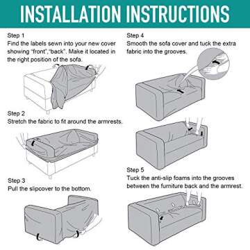 Rose Home Fashion Stretch Couch Covers for 3 Cushion Couch-Couch 1-Piece Covers for Sofa-Sofa Covers,Leather Couch Covers,Couch Covers for Dogs, Sofa Slipcover,Couch slipcover(Sofa: Dark Gray)