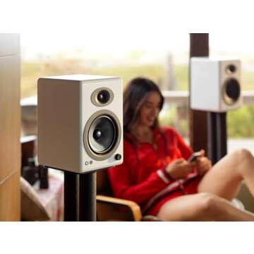 Audioengine A5 Powered Bookshelf Speakers - Premium 150W Stereo Speakers for Music, Gaming, Turntables, Home Theater Systems - Powerful Studio Monitors