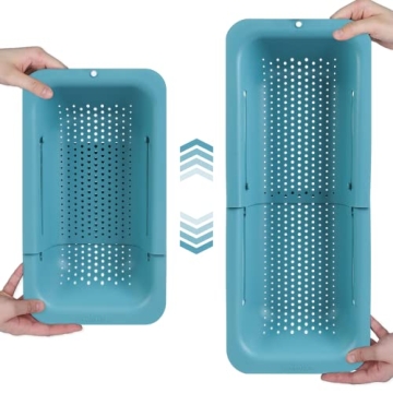 BLUE GINKGO Extendable Sink Colander Strainer Basket