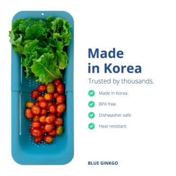 BLUE GINKGO Extendable Sink Colander Strainer Basket