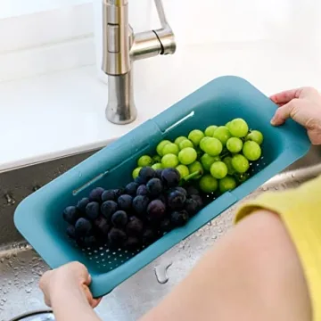 BLUE GINKGO Extendable Sink Colander Strainer Basket