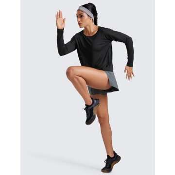 CRZ YOGA Long Sleeve Workout Tops for Women Lightweight Running Gym Athletic Shirts Basic Loose Fall Yoga T Shirt Black X-Large