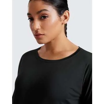 CRZ YOGA Long Sleeve Workout Tops for Women Lightweight Running Gym Athletic Shirts Basic Loose Fall Yoga T Shirt Black X-Large