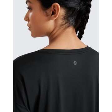 CRZ YOGA Long Sleeve Workout Tops for Women Lightweight Running Gym Athletic Shirts Basic Loose Fall Yoga T Shirt Black X-Large