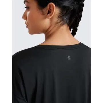 CRZ YOGA Long Sleeve Workout Tops for Women Lightweight Running Gym Athletic Shirts Basic Loose Fall Yoga T Shirt Black X-Large
