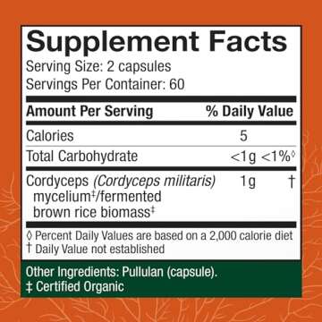Host Defense Cordyceps Capsules - Immune & Energy Support Supplement - Kidney Health Supplement with...