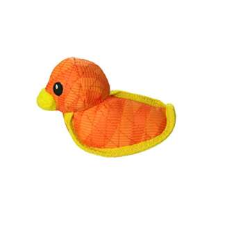 DURA FORCE - Durable Woven Fiber - Duck - Squeakers - Multiple Layers. Made Durable, Strong & Tough. Interactive Play Dog Toy (Tug, Toss & Fetch). Machine Washable & Floats (Duck 2(Orange) 2 Pack)