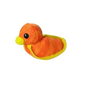DURA FORCE - Durable Woven Fiber - Duck - Squeakers - Multiple Layers. Made Durable, Strong & Tough. Interactive Play Dog Toy (Tug, Toss & Fetch). Machine Washable & Floats (Duck 2(Orange) 2 Pack)