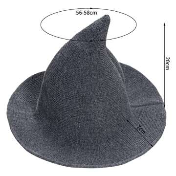 tiggell Halloween Hat Wool Knitted Cap for Witch Women Party Decor Masquerade Cosplay Costume Access...
