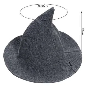 tiggell Halloween Hat Wool Knitted Cap for Witch Women Party Decor Masquerade Cosplay Costume Access...