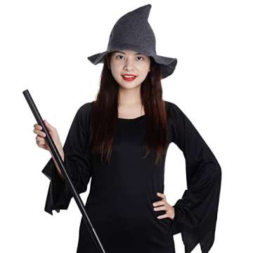 tiggell Halloween Hat Wool Knitted Cap for Witch Women Party Decor Masquerade Cosplay Costume Accessory Christmas Birthday (Dark Gray)