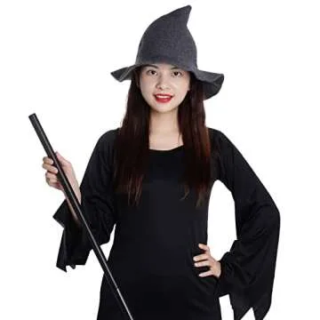 tiggell Halloween Hat Wool Knitted Cap for Witch Women Party Decor Masquerade Cosplay Costume Accessory Christmas Birthday (Dark Gray)