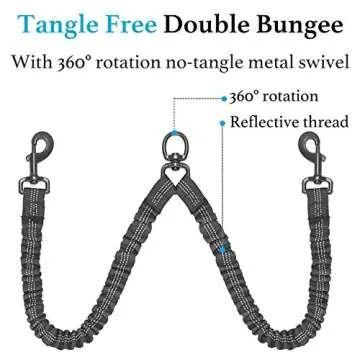 iYoShop Dual Dog Leash No Tangle Shock Absorbing Leash