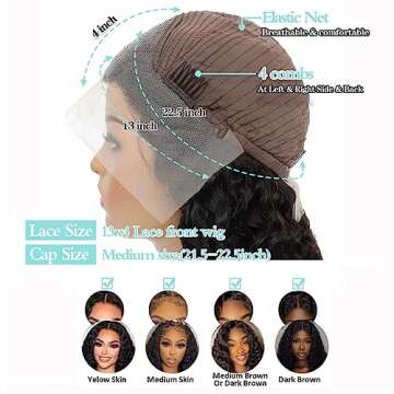 Lace Front Wigs Human Hair Deep Wave Lace Front Wigs for Black Women HD Transparent Deep Curly Wig Human Hair Pre Plucked with Baby Hair 18inch Brazilian Virgin Curly Wave Frontal Wigs 180% Density