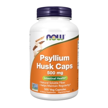 NOW Foods Psyllium Husk Caps – 500 mg, Non-GMO, 500 Veg Capsules