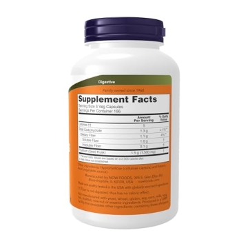 NOW Foods Psyllium Husk Caps – 500 mg, Non-GMO, 500 Veg Capsules